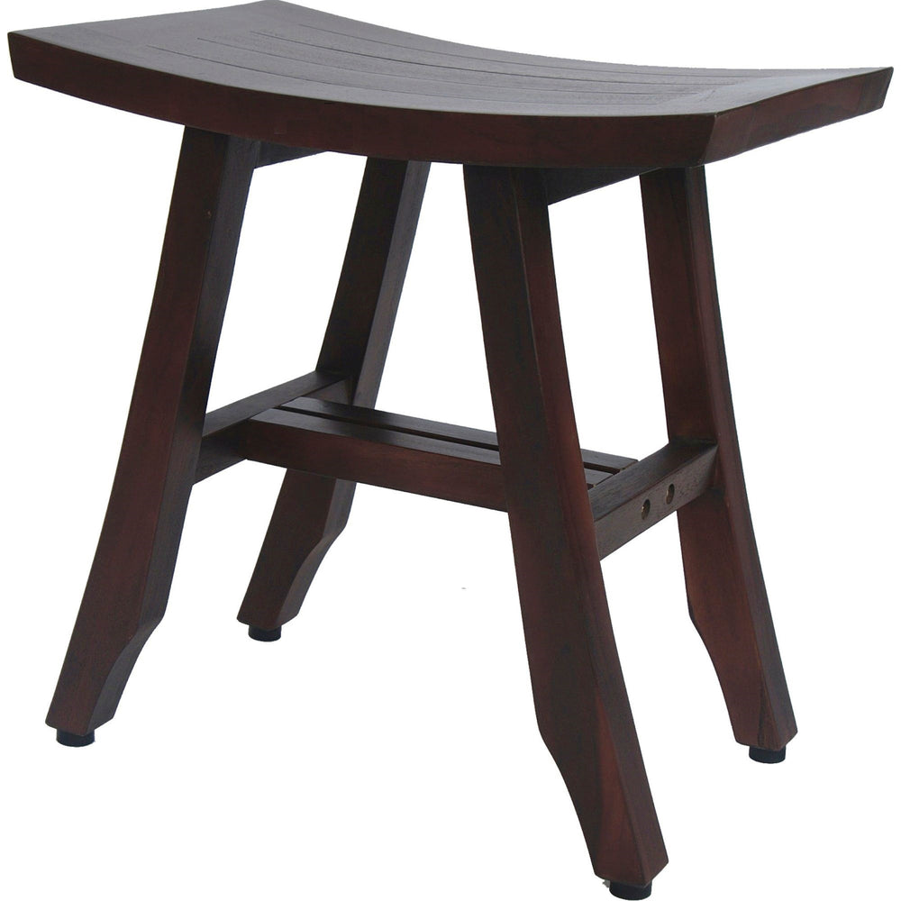 Homeroots Compact Curvilinear Teak Shower Outdoor Bench In Brown Finish  Wood 376661