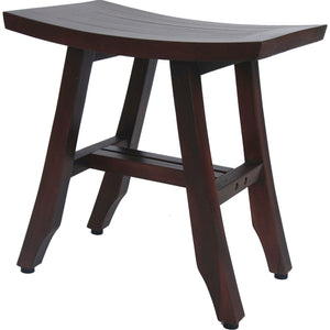 Homeroots Compact Curvilinear Teak Shower Outdoor Bench In Brown Finish  Wood 376661