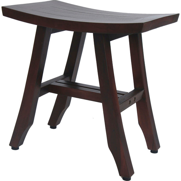 Homeroots Compact Curvilinear Teak Shower Outdoor Bench In Brown Finish  Wood 376661