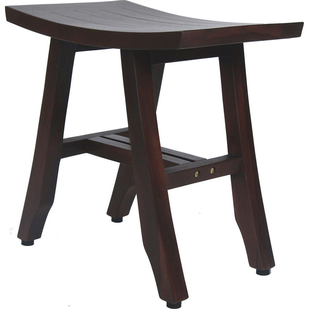 Homeroots Compact Curvilinear Teak Shower Outdoor Bench In Brown Finish  Wood 376661