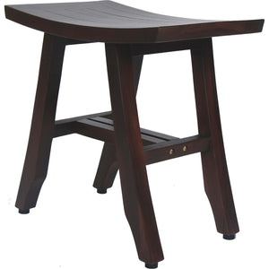 Homeroots Compact Curvilinear Teak Shower Outdoor Bench In Brown Finish  Wood 376661