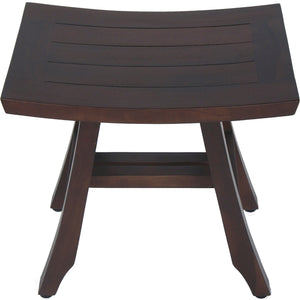 Homeroots Compact Curvilinear Teak Shower Outdoor Bench In Brown Finish  Wood 376661