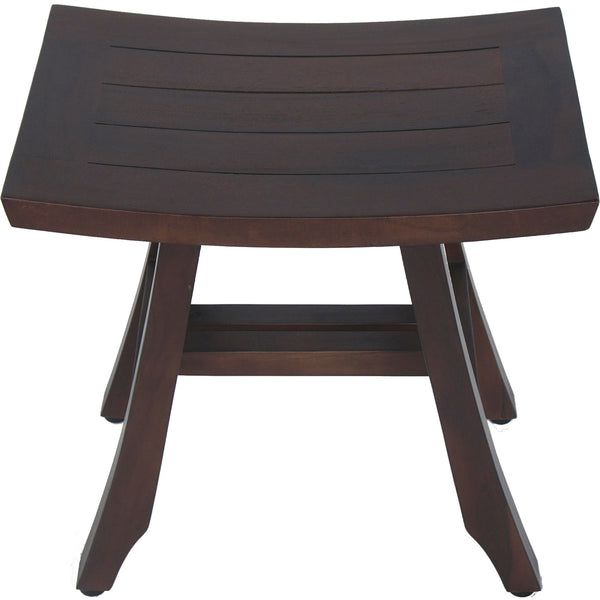 Homeroots Compact Curvilinear Teak Shower Outdoor Bench In Brown Finish  Wood 376661