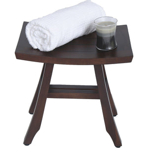 Homeroots Compact Curvilinear Teak Shower Outdoor Bench In Brown Finish  Wood 376661