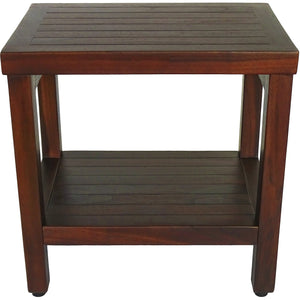 Homeroots Compact Rectangular Teak Shower Or Outdoor Bench With Shelf In Brown Finish  Wood 376666