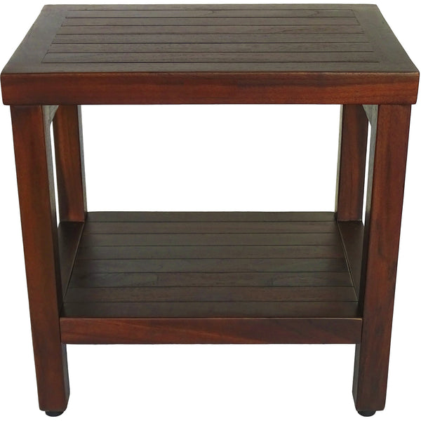 Homeroots Compact Rectangular Teak Shower Or Outdoor Bench With Shelf In Brown Finish  Wood 376666