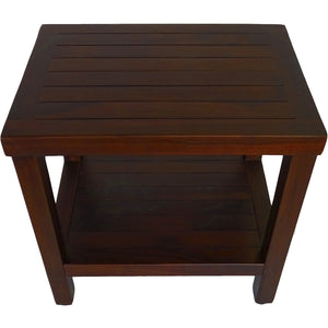 Homeroots Compact Rectangular Teak Shower Or Outdoor Bench With Shelf In Brown Finish  Wood 376666