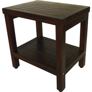 Homeroots Compact Rectangular Teak Shower Or Outdoor Bench With Shelf In Brown Finish  Wood 376666