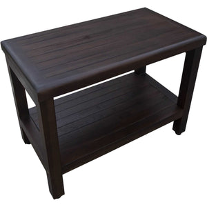 Homeroots Rectangular Teak Shower Bench With Shelf In Brown Finish  Wood 376667