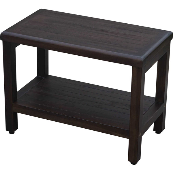 Homeroots Rectangular Teak Shower Bench With Shelf In Brown Finish  Wood 376667