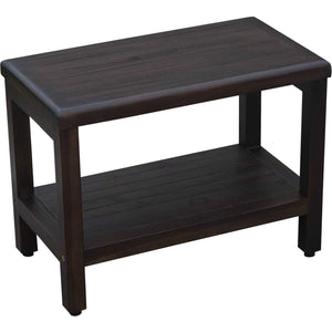 Homeroots Rectangular Teak Shower Bench With Shelf In Brown Finish  Wood 376667