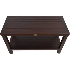 Homeroots Rectangular Teak Shower Stool Or Bench With Shelf In Brown Finish  Wood 376668