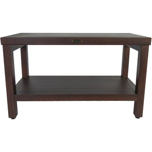 Homeroots Rectangular Teak Shower Stool Or Bench With Shelf In Brown Finish  Wood 376668