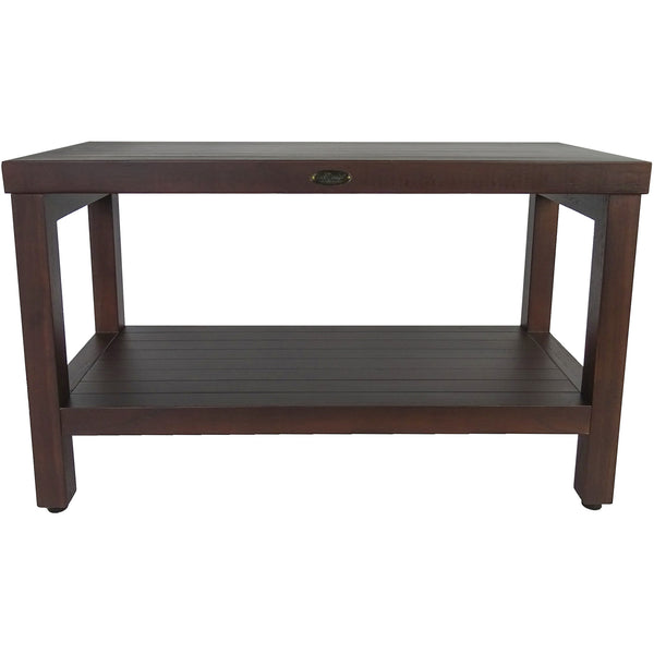 Homeroots Rectangular Teak Shower Stool Or Bench With Shelf In Brown Finish  Wood 376668