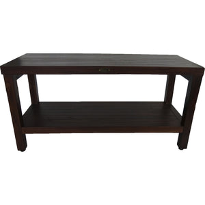 Homeroots Rectangular Teak Shower Outdoor Bench With Shelf In Brown Finish  Wood 376669