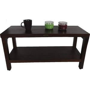 Homeroots Rectangular Teak Shower Outdoor Bench With Shelf In Brown Finish  Wood 376669