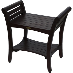 Homeroots Contemporary Teak Shower Bench With Handles In Dark Brown  Wood 376671