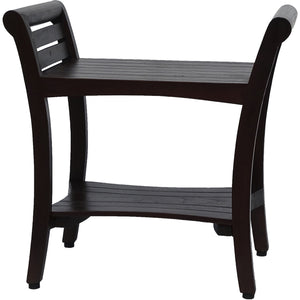 Homeroots Contemporary Teak Shower Bench With Handles In Dark Brown  Wood 376671