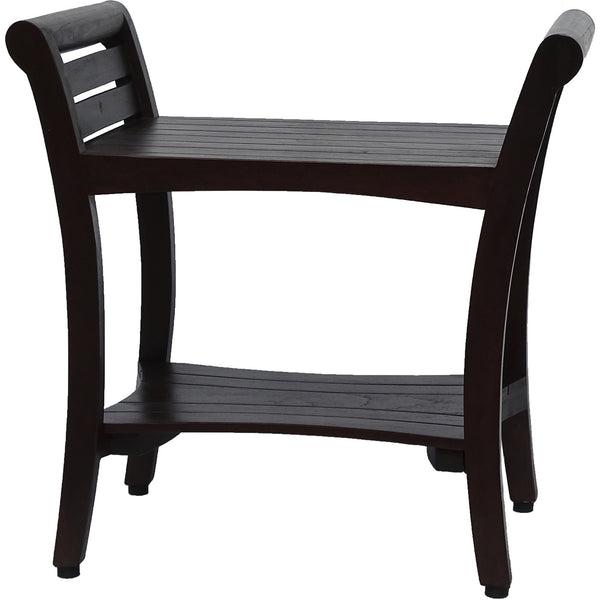 Homeroots Contemporary Teak Shower Bench With Handles In Dark Brown  Wood 376671