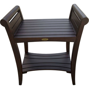 Homeroots Rectangular Teak Shower Bench With Shelf And Handles In Brown Finish  Wood 376673