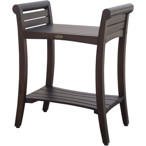 Homeroots Rectangular Teak Shower Bench With Shelf And Handles In Brown Finish  Wood 376673