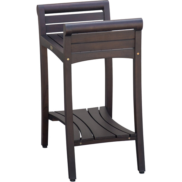 Homeroots Rectangular Teak Shower Bench With Shelf And Handles In Brown Finish  Wood 376673