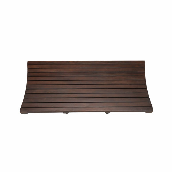 Homeroots 40" Dark Brown Teak Wood Bath Mat   376678