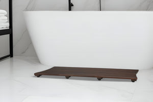 Homeroots 40" Dark Brown Teak Wood Bath Mat   376678