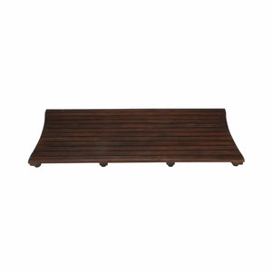 Homeroots 40" Dark Brown Teak Wood Bath Mat   376678
