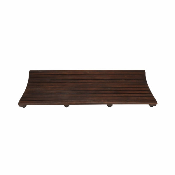 Homeroots 40" Dark Brown Teak Wood Bath Mat   376678