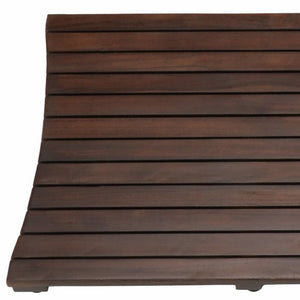 Homeroots 40" Dark Brown Teak Wood Bath Mat   376678