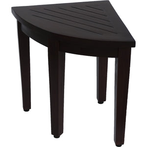 Homeroots Compact Teak Corner Shower Or Outdoor Bench With Shelf In Brown Finish  Wood 376684