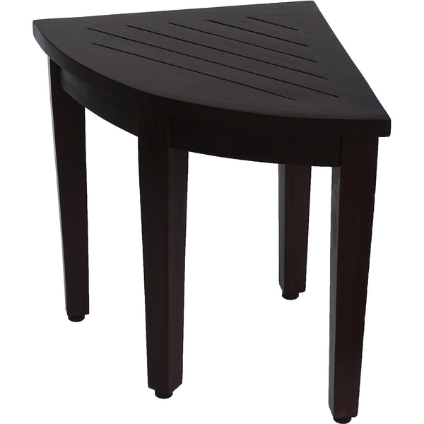 Homeroots Compact Teak Corner Shower Or Outdoor Bench With Shelf In Brown Finish  Wood 376684