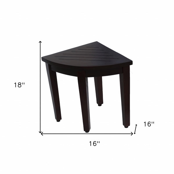 Homeroots Compact Teak Corner Shower Or Outdoor Bench With Shelf In Brown Finish  Wood 376684