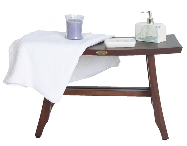 Homeroots Contemporary Teak Shower Stool Or Bench In Brown Finish  Wood 376685