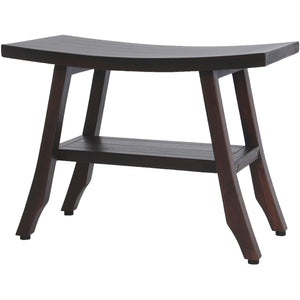 Homeroots Contemporary Teak Shower Bench With Shelf In Brown Finish  Wood 376686