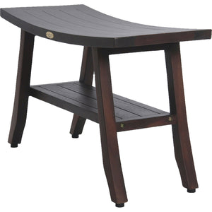 Homeroots Contemporary Teak Shower Bench With Shelf In Brown Finish  Wood 376690