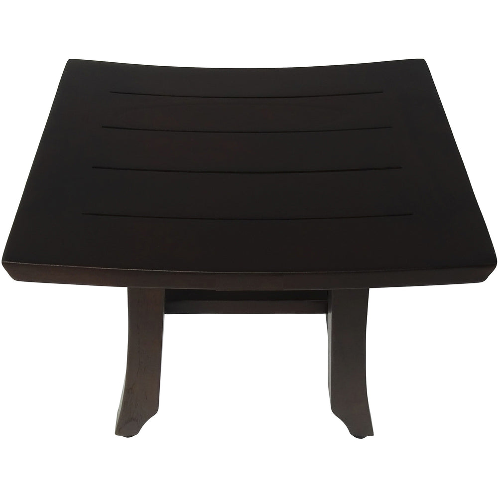 Homeroots Compact Curvilinear Teak Shower Or Outdoor Bench In Brown Finish  Wood 376694