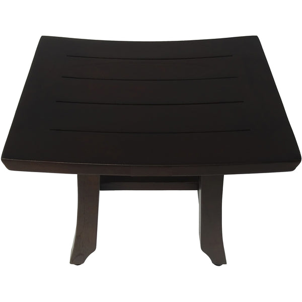 Homeroots Compact Curvilinear Teak Shower Or Outdoor Bench In Brown Finish  Wood 376694