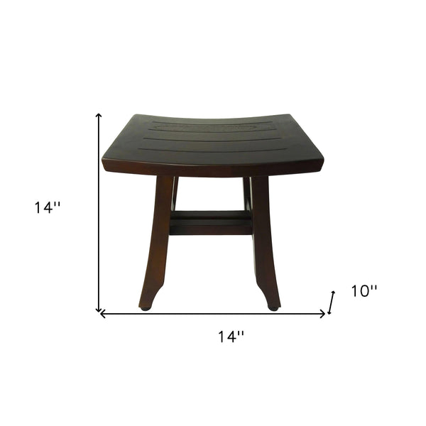 Homeroots Compact Curvilinear Teak Shower Or Outdoor Bench In Brown Finish  Wood 376694