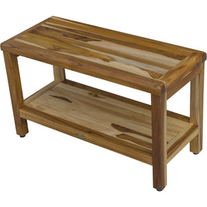 Homeroots Rectangular Teak Shower Bench With Shelf In Natural Finish  Wood 376698