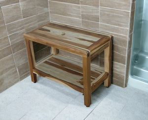 Homeroots 22" X 24" Natural Wood Shower Bench  Teak 376699