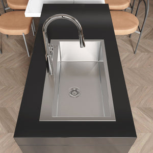 English Elm Stainless Steel Overmount Kitchen Sink Single Bowl Nano Brushed Modern Drop In T3177P286034