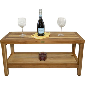 Homeroots Large Rectangular Teak Bench With Shelf In Natural Finish  Wood 376700