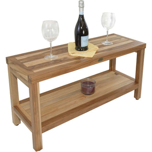 Homeroots Large Rectangular Teak Bench With Shelf In Natural Finish  Wood 376700