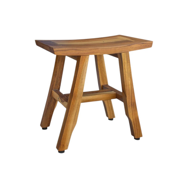 Homeroots Compact Curvilinear Teak Shower Or Outdoor Bench In Natural Finish  Wood 376701