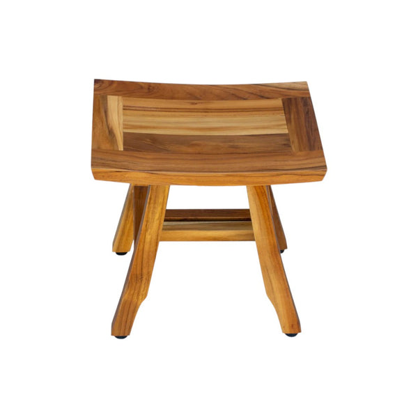 Homeroots Compact Curvilinear Teak Shower Or Outdoor Bench In Natural Finish  Wood 376701