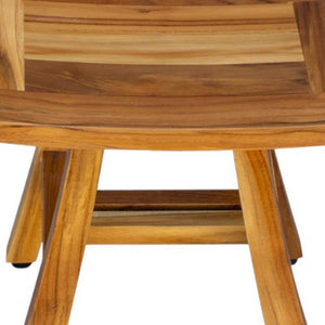 Homeroots Compact Curvilinear Teak Shower Or Outdoor Bench In Natural Finish  Wood 376701