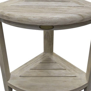 Homeroots 18" X 17" White Washed Teak Corner Shower Bench  Teak 376705