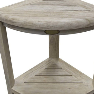 Homeroots 18" X 17" White Washed Teak Corner Shower Bench  Teak 376705